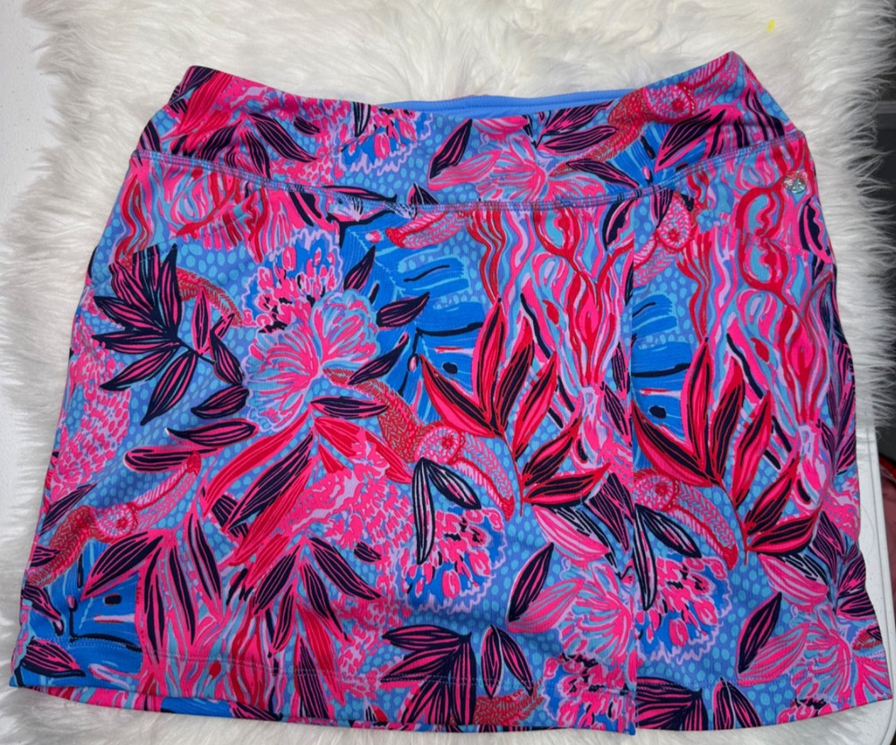Lilly Pulitzer Luxletic Semana Skort Medium Ruby Red Wild Times Golf Tennis Pool